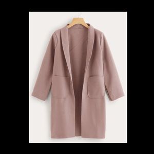 Dusty Pink Shawl Collar Pocket Overcoat